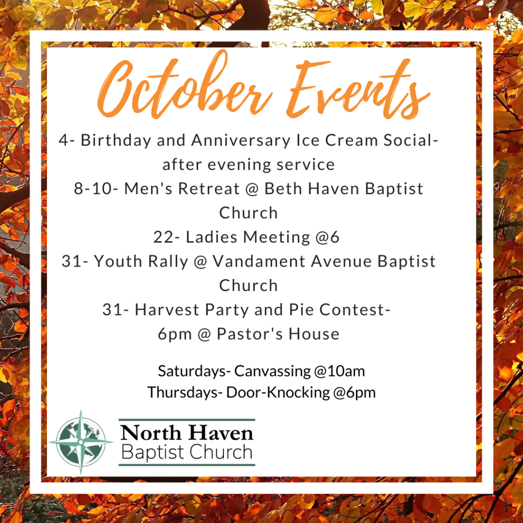 October 2020 Church Events